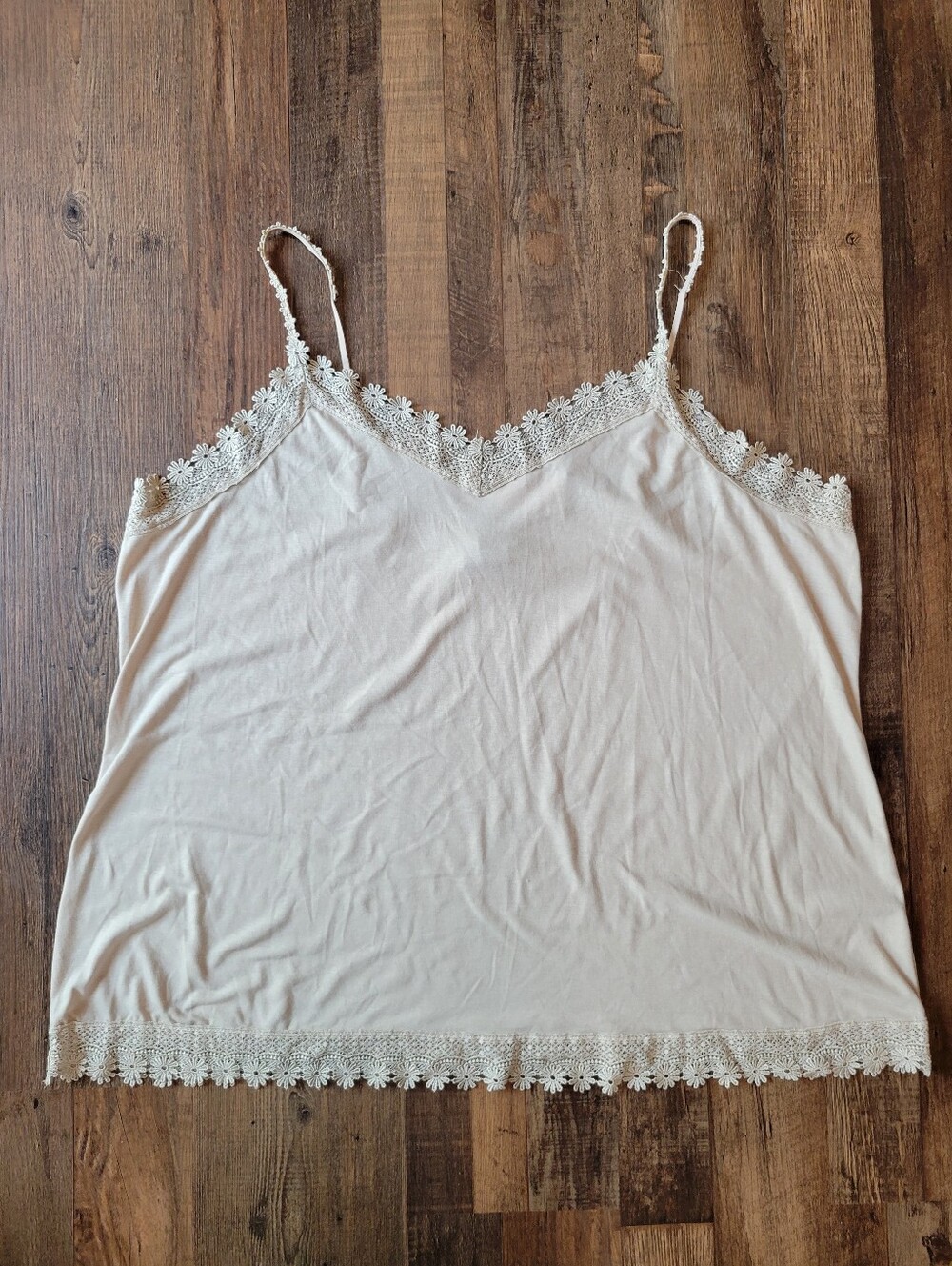 Layne Bryant Tan Crochet Trim Stretchy Camisole Layering Tank Top